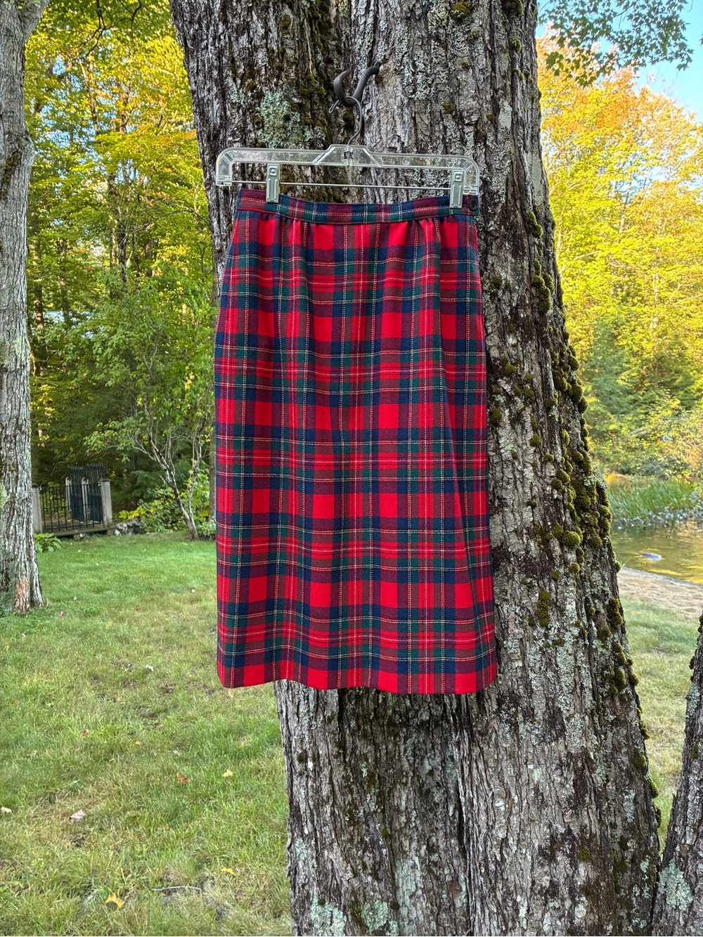 Vintage Pendleton Red and Green Tartan Midi Skirt